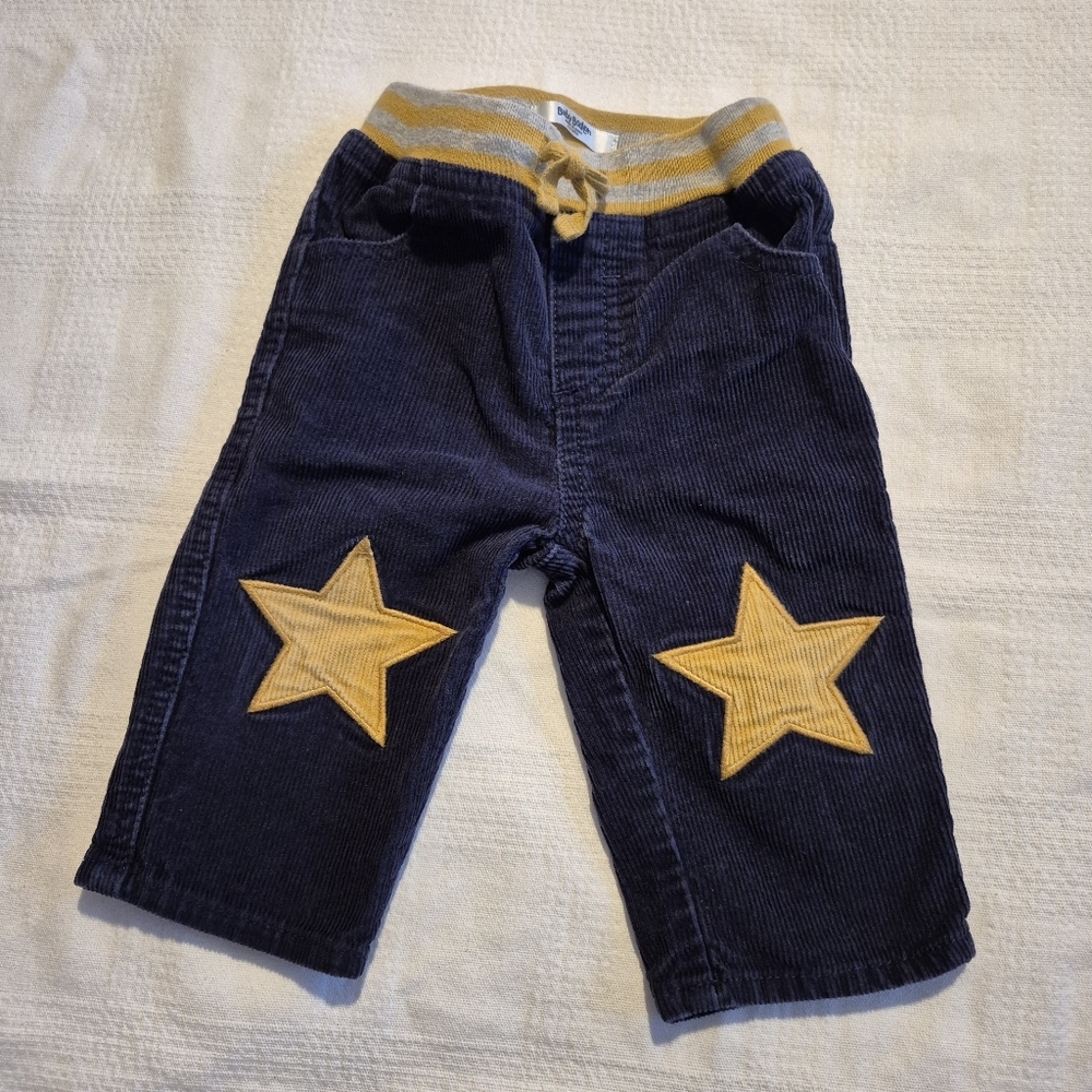 Baby Boden boys 6-12 months blue corduroy soft waist pants VGUC